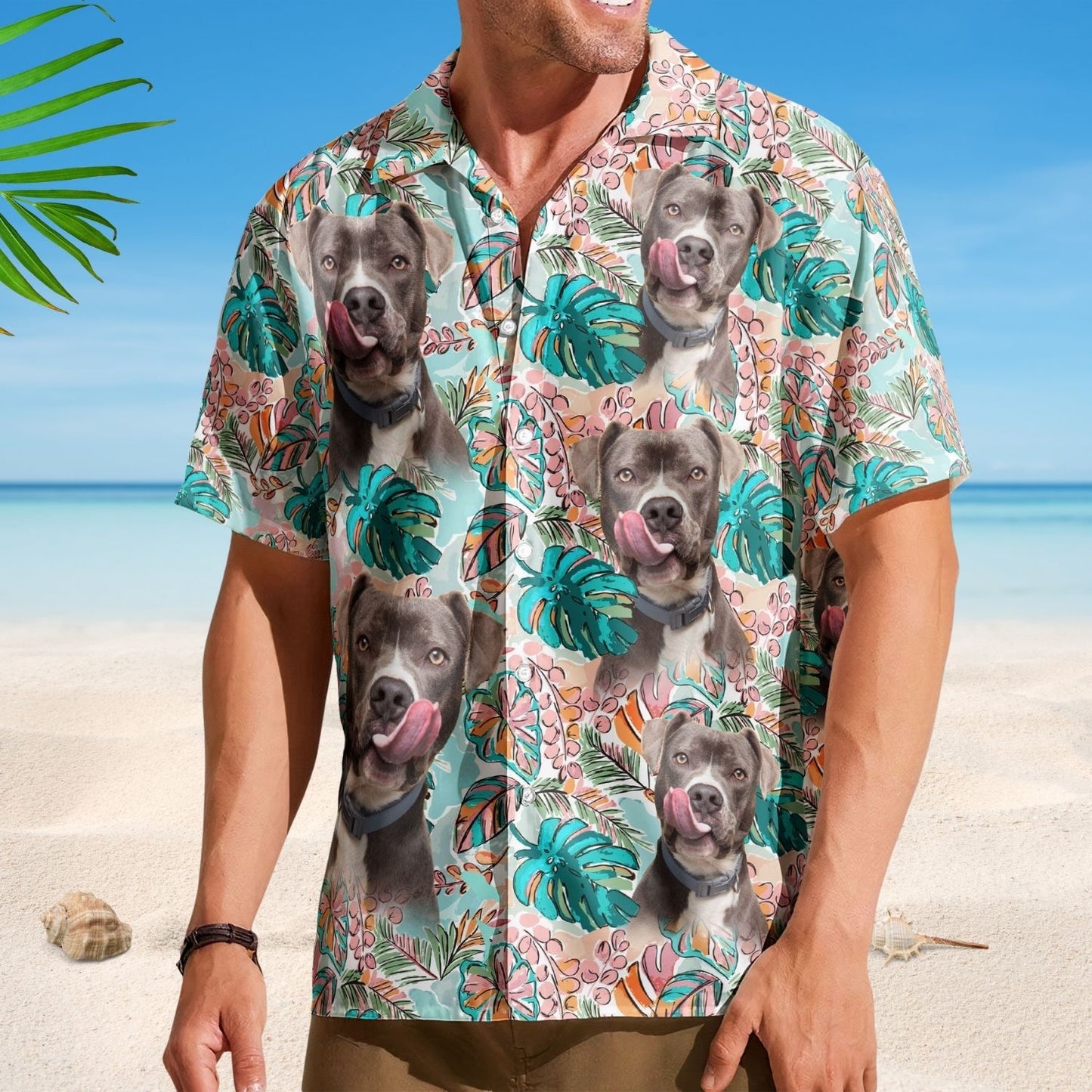 Tropical Aloha Shirt with Custom Face – Funny Photo Pet Lover Gift Custom Hawaiian Shirts