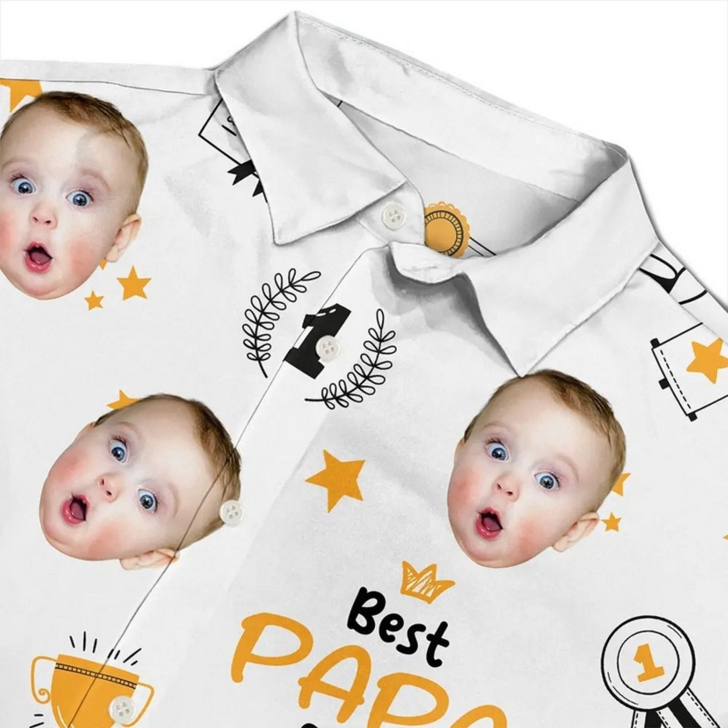 Custom Photo Best Papa Ever Trophy Dad - Personalized Hawaiian Shirt Gift for Father