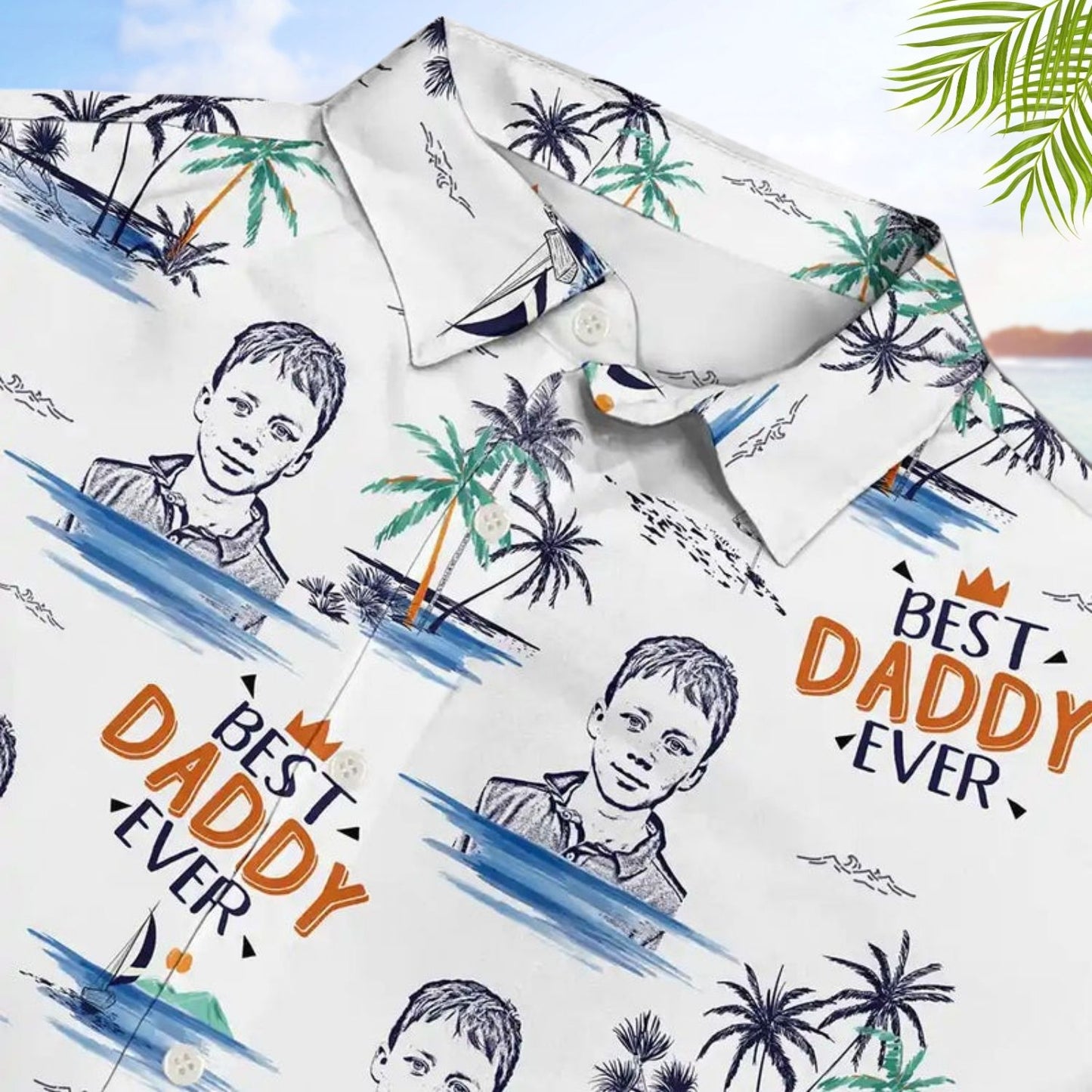 Pencil Drawing Best Dad Grandpa Ever Shirt – Custom Photo Personalized Hawaiian Shirt