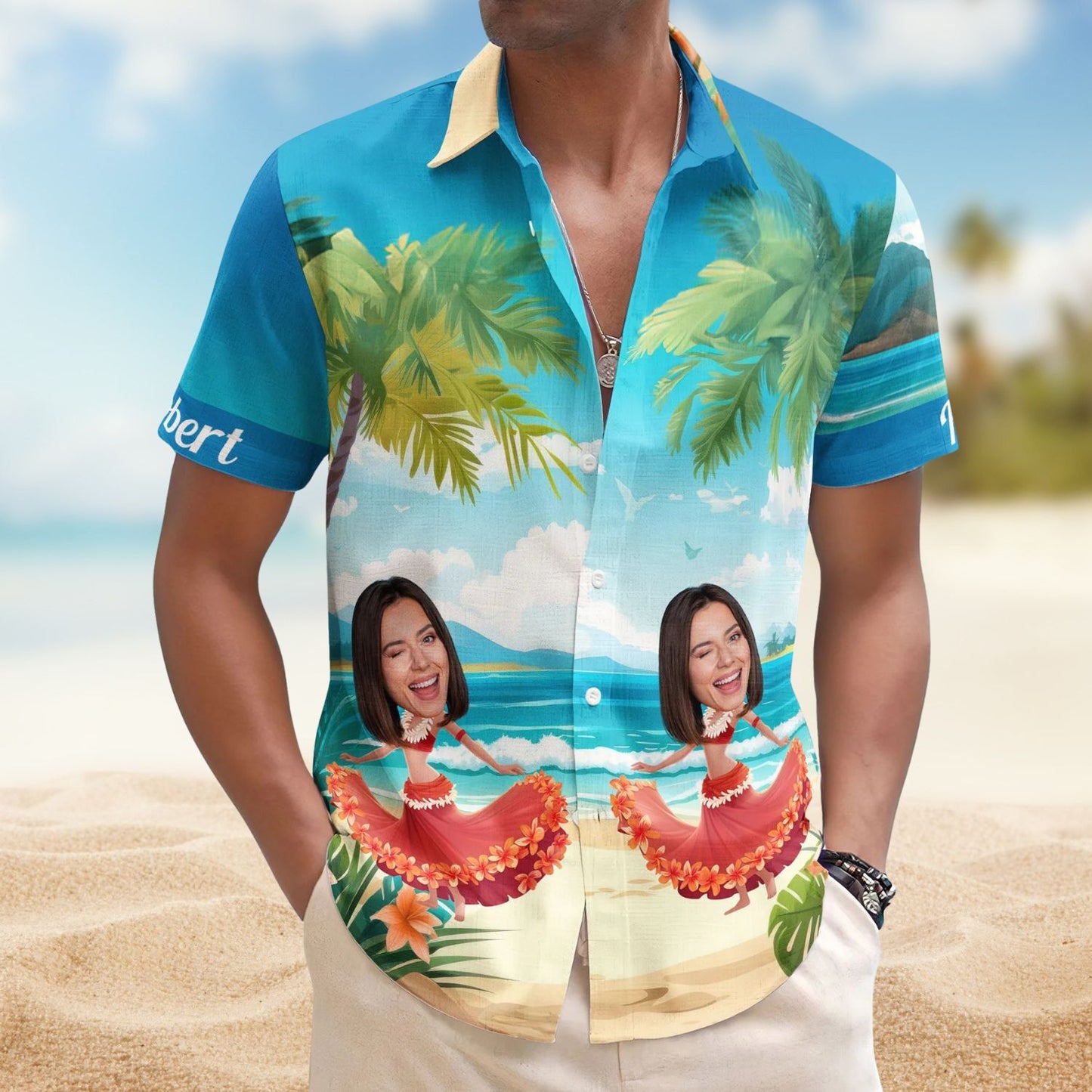 Custom Funny Face Hula Dancing Gift for Men & Women – Custom Photo Hawaiian Shirts