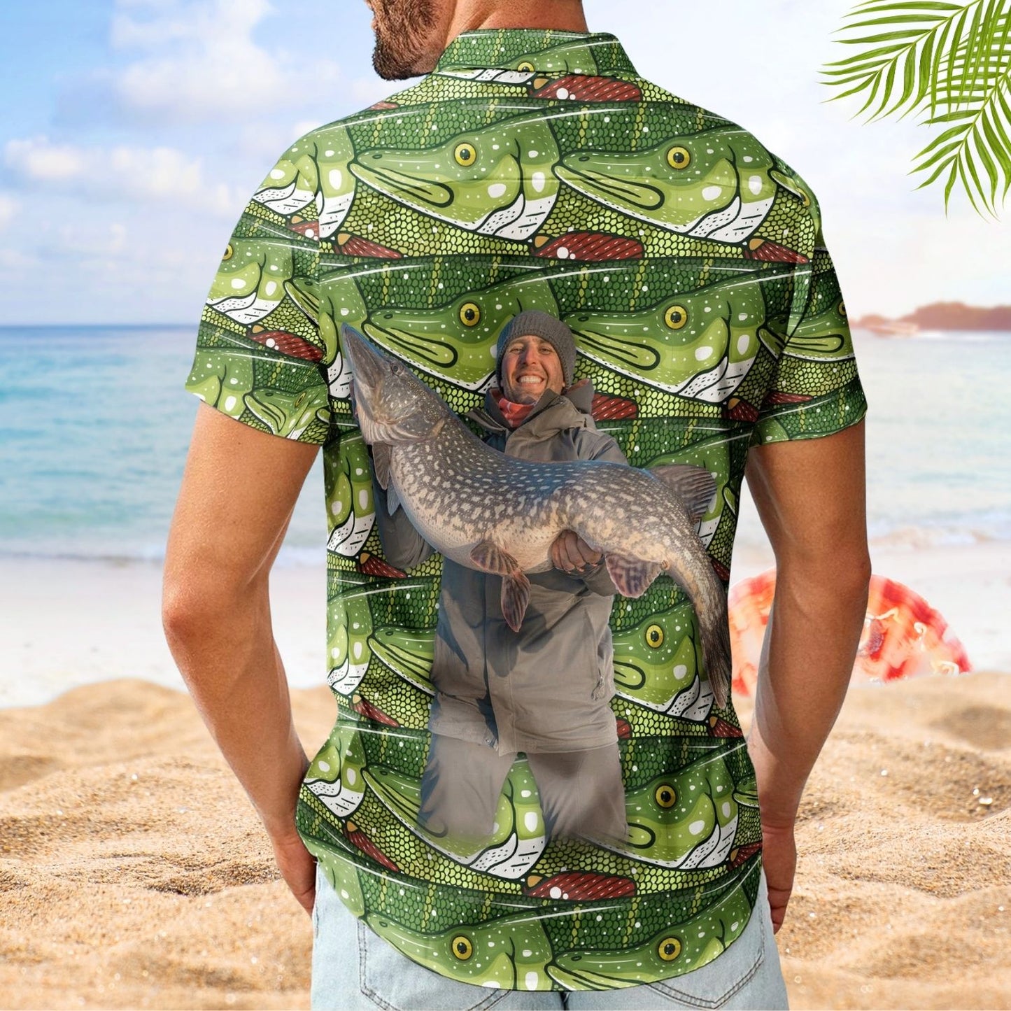 Personalized Fishing Aloha Shirt – Custom Photo Bass Fish Fishing Makes Me Happy - Custom Photo Hawaiian Shirt