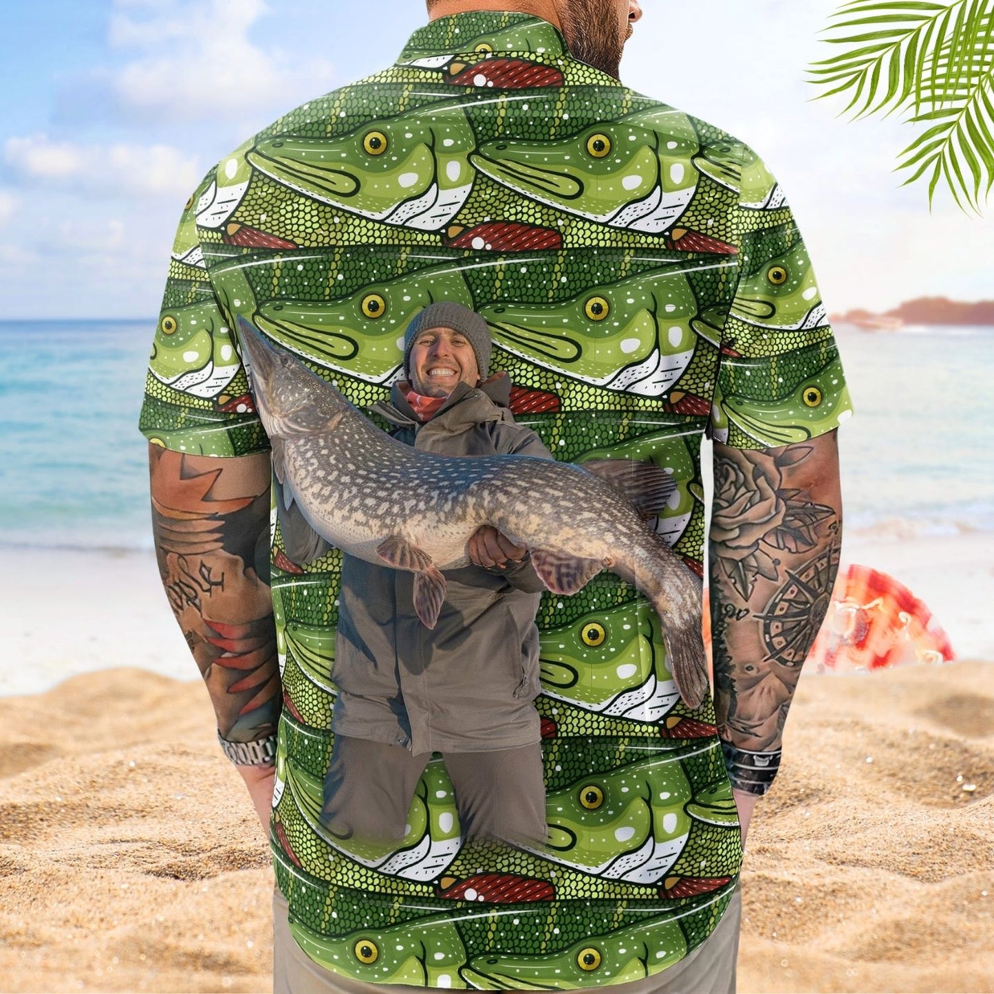 Personalized Fishing Aloha Shirt – Custom Photo Bass Fish Fishing Makes Me Happy - Custom Photo Hawaiian Shirt