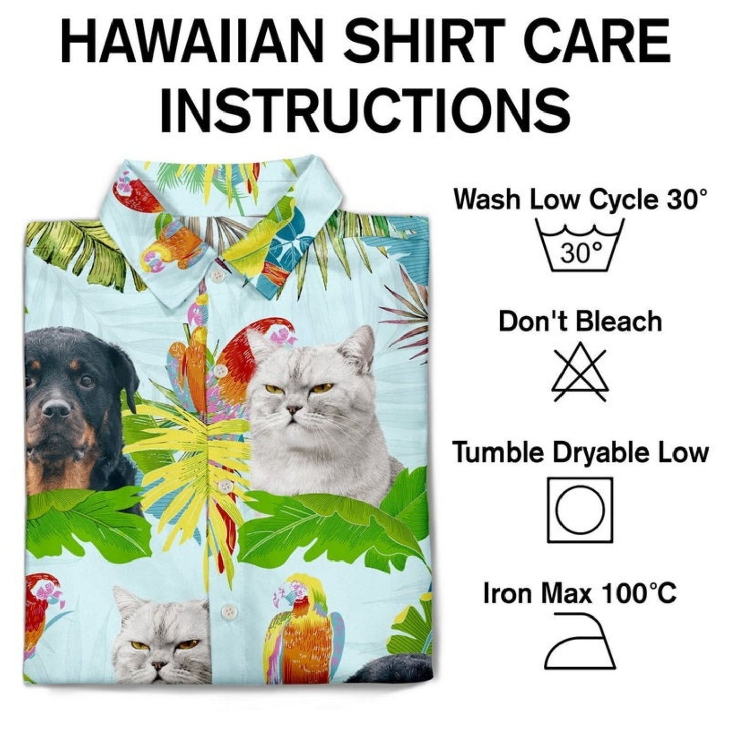 Tropical Beach Style Vacation Shirt – Custom Photo Funny Family Pet Face Tropical Parrots - Personalized Hawaiian Shirt