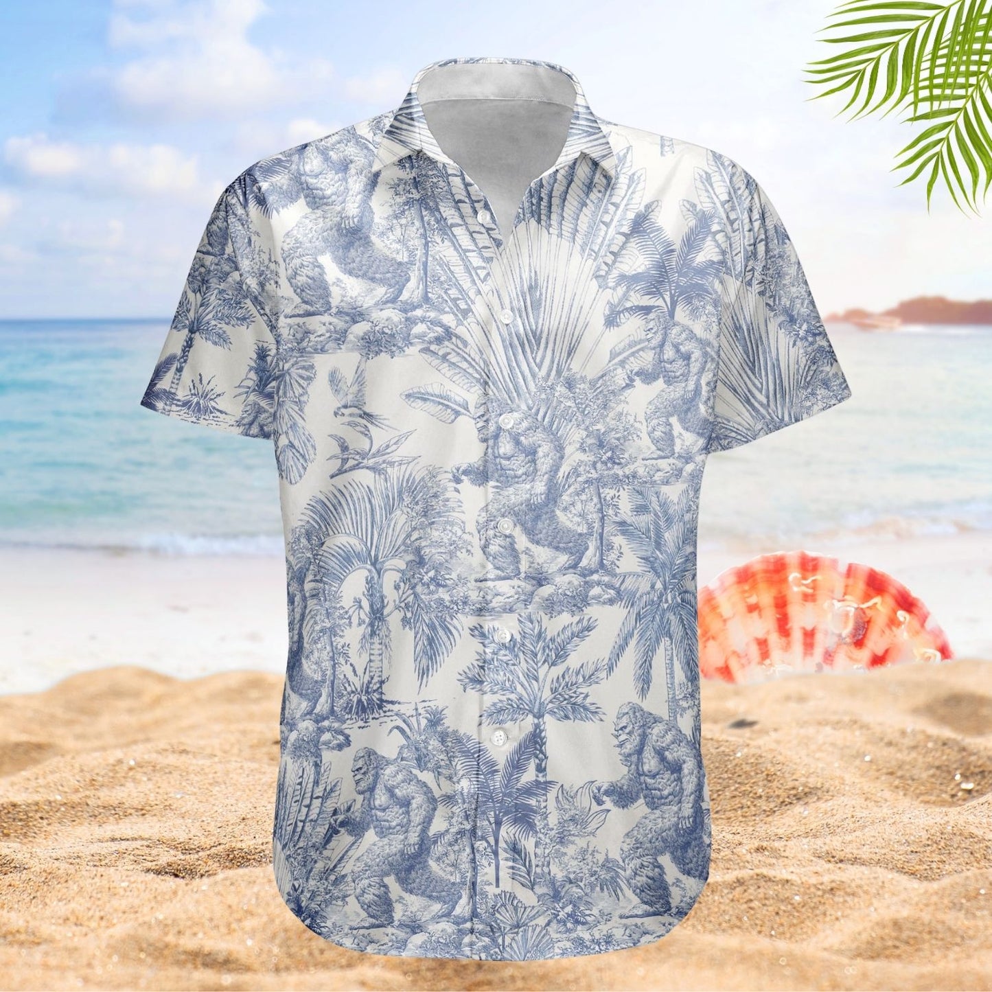 Bigfoot Alien Dragon Dinosaur Wolf Toile De Jouy - Personalized Hawaiian Shirt