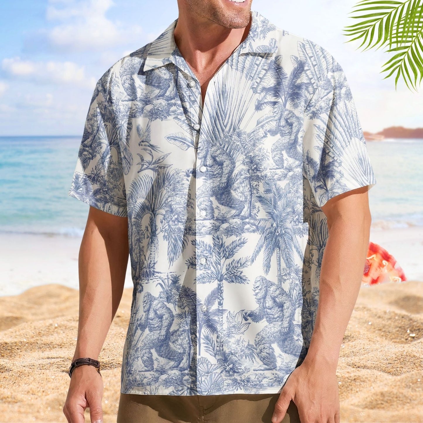 Bigfoot Alien Dragon Dinosaur Wolf Toile De Jouy - Personalized Hawaiian Shirt