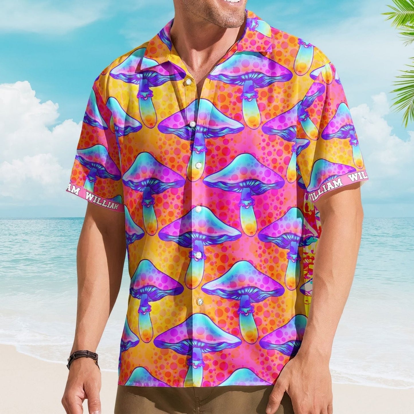 Poisonous Mushroom Pattern Aloha Shirt with Custom Name – Personalized Hawaiian Shirts