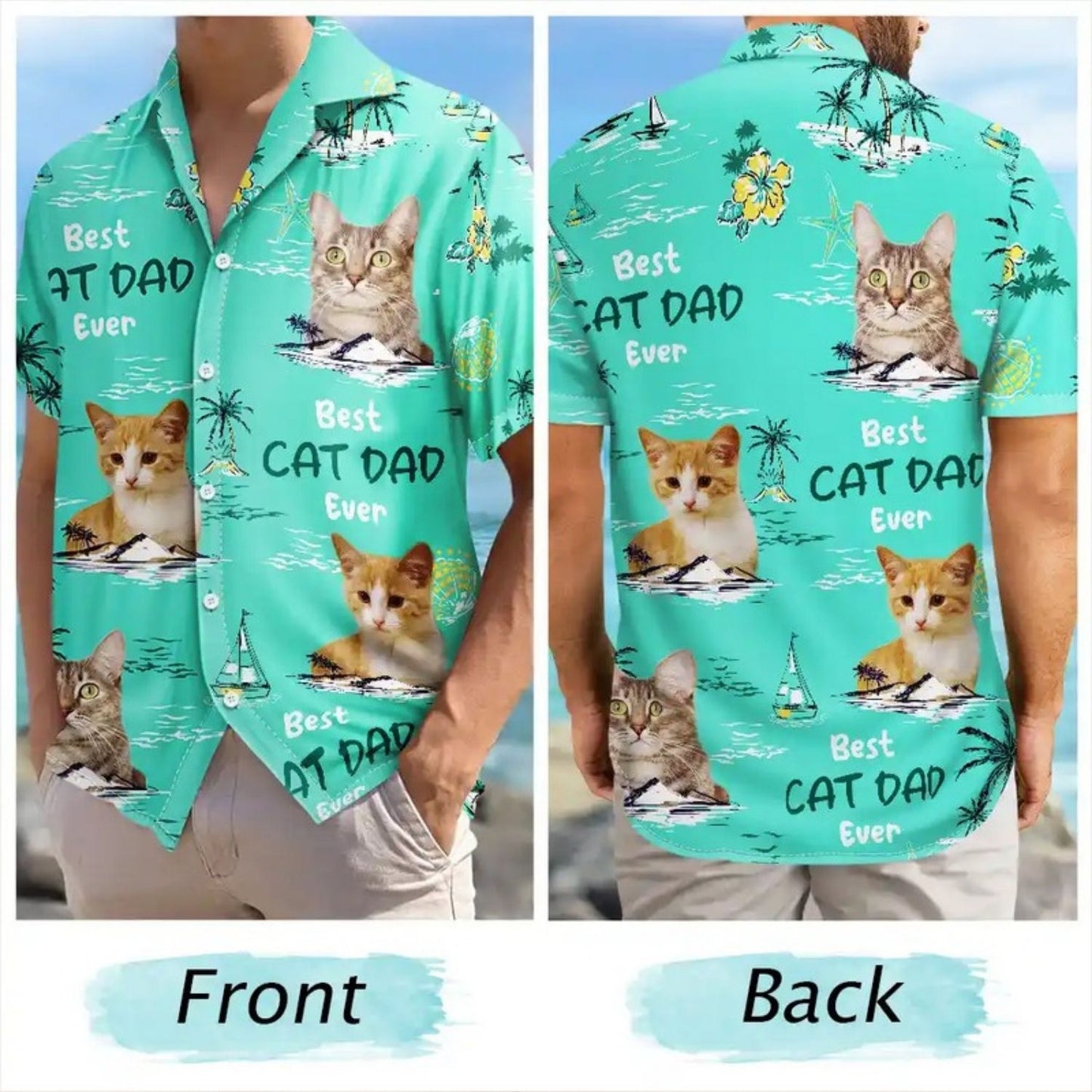 Custom Photo Best Dog Dad Ever Tropical Island – Personalized Hawaiian Shirt