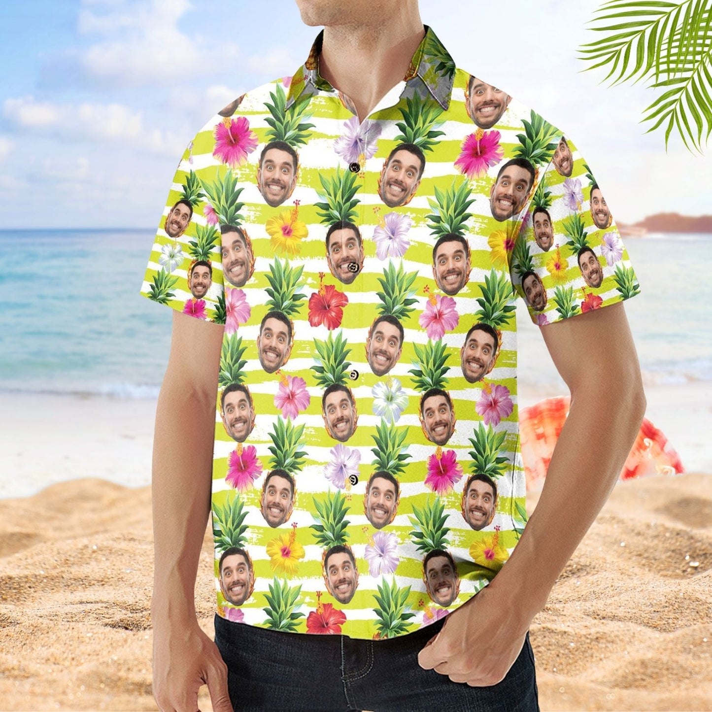 Funny Custom Face With Pineapple - Personalized Photo Hawaiian Shirt