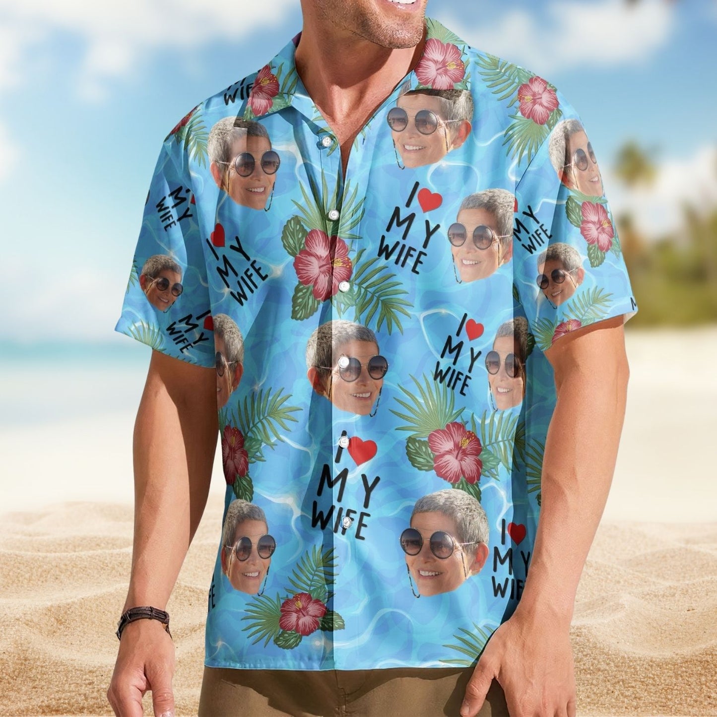 Custom Aloha Shirt – I Love My Wife Summer Vacation For Husband - Personalized Hawaiian Shirt