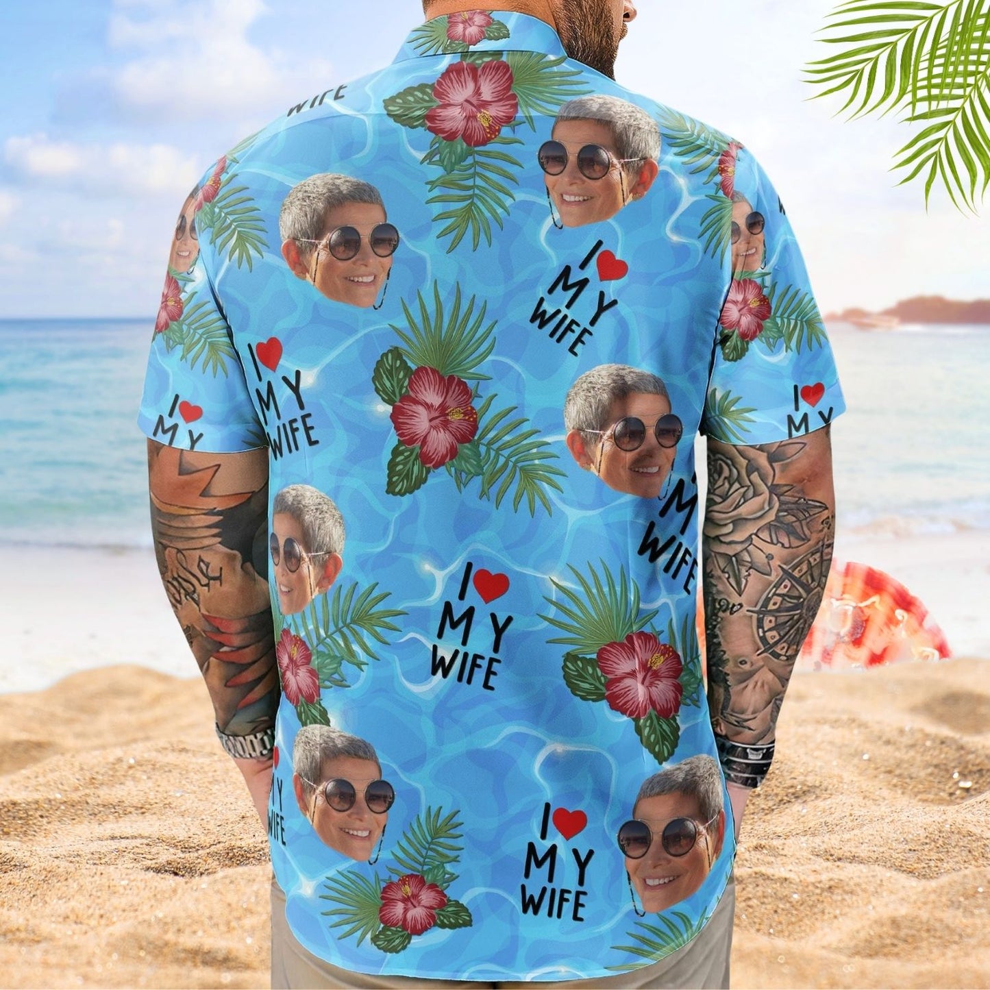 Custom Aloha Shirt – I Love My Wife Summer Vacation For Husband - Personalized Hawaiian Shirt
