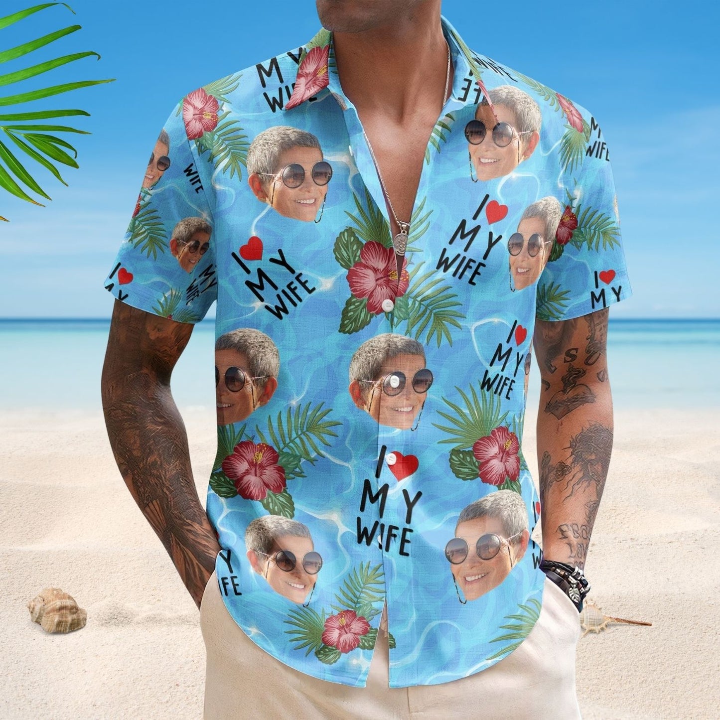 Custom Aloha Shirt – I Love My Wife Summer Vacation For Husband - Personalized Hawaiian Shirt