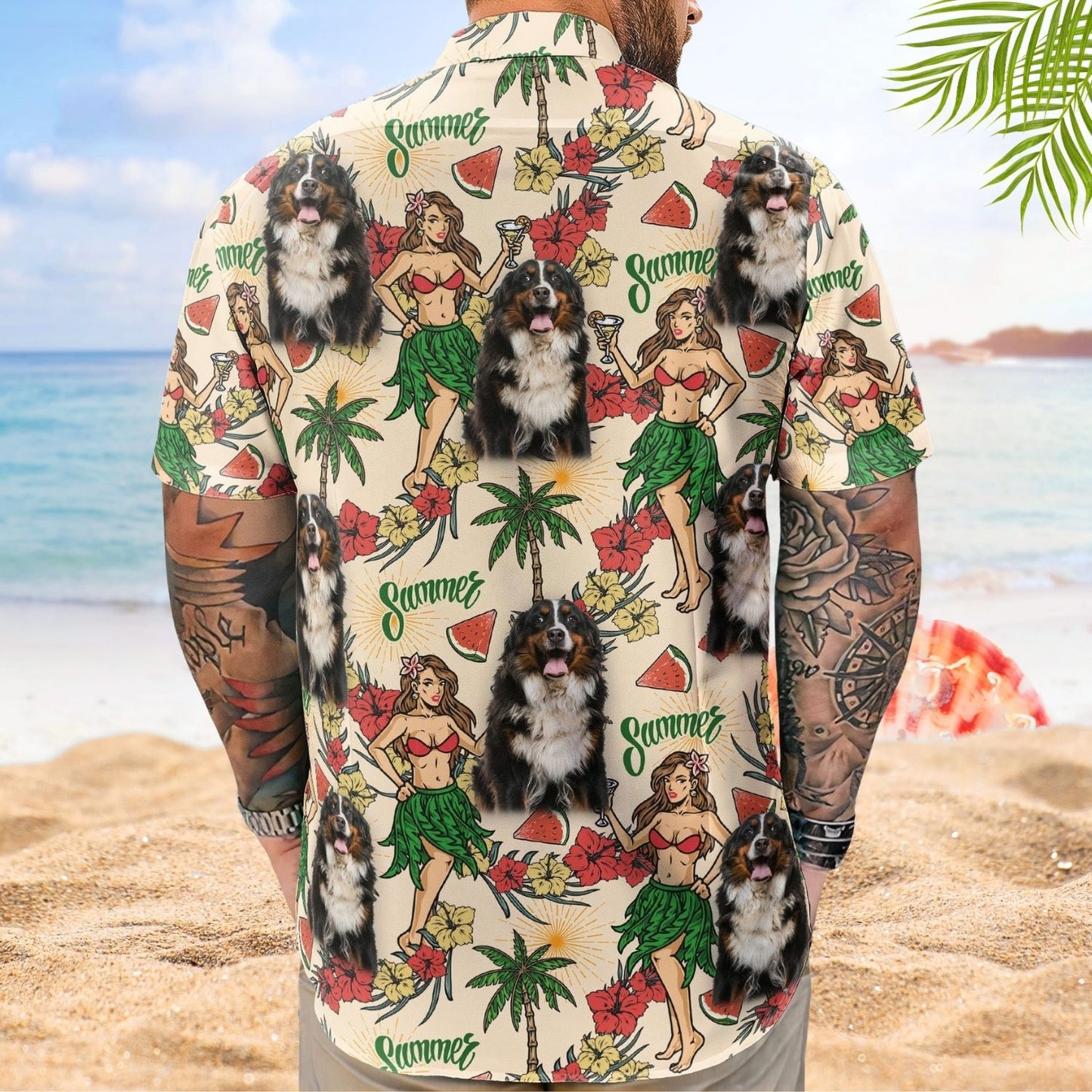 Personalized Aloha Shirt – Custom Photo With Hula Girl Tropical Pattern Hawaiian Shirt - Custom Photo Hawaiian Shirts
