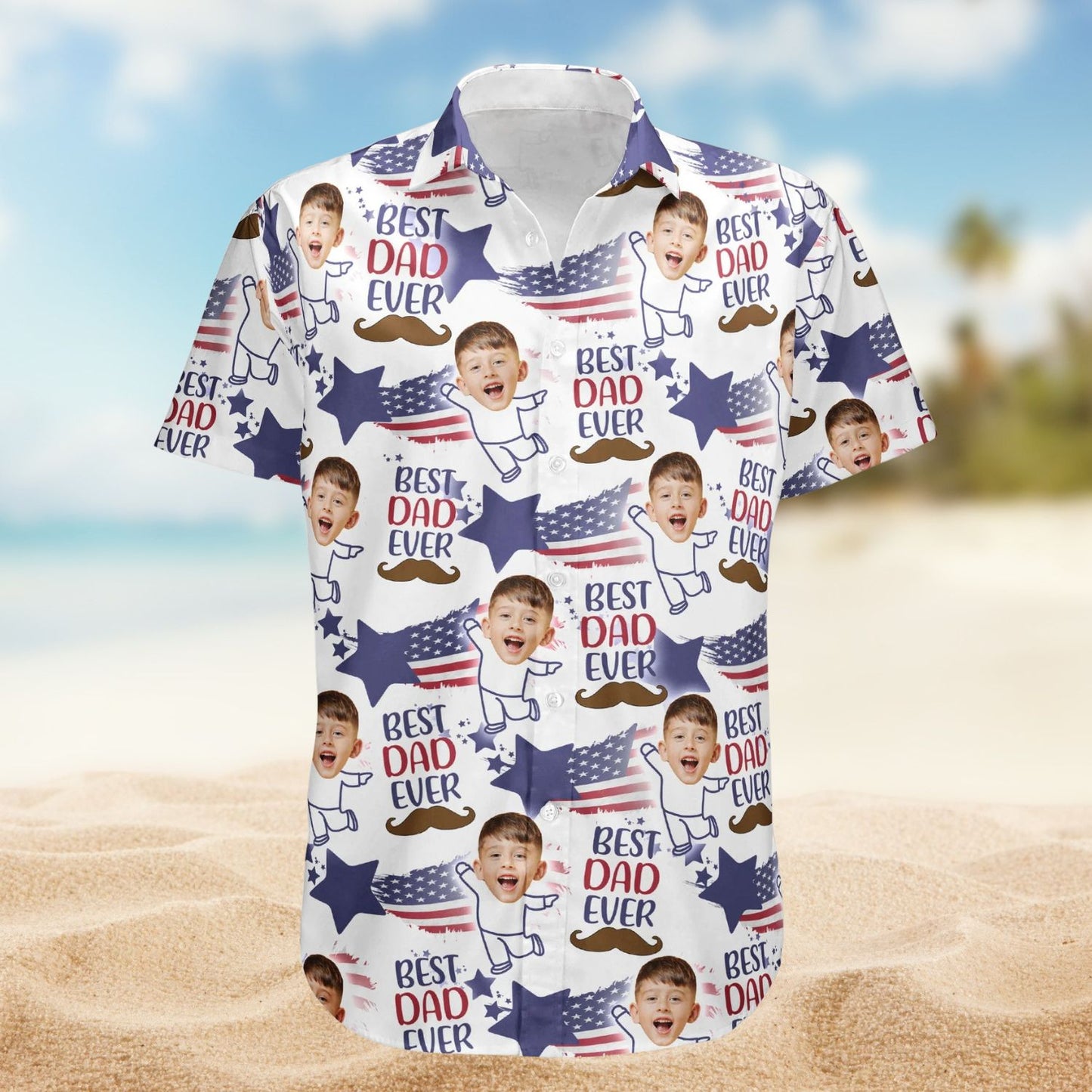 Best Dad Ever Photo Insert – Personalized Photo Hawaiian Shirt