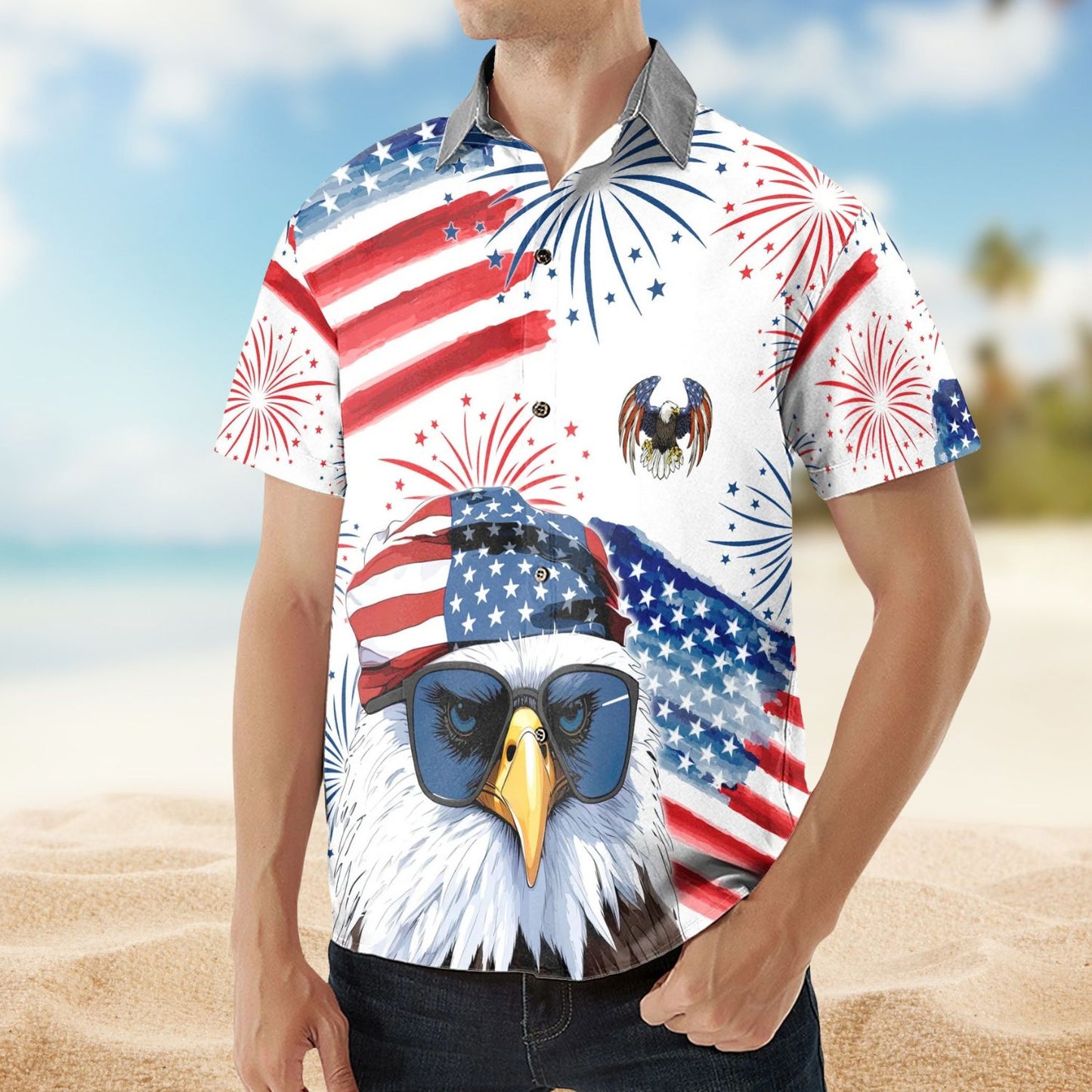 American Dad Grandpa Papa Patriotic – Personalized Back Printed Hawaiian Shirt