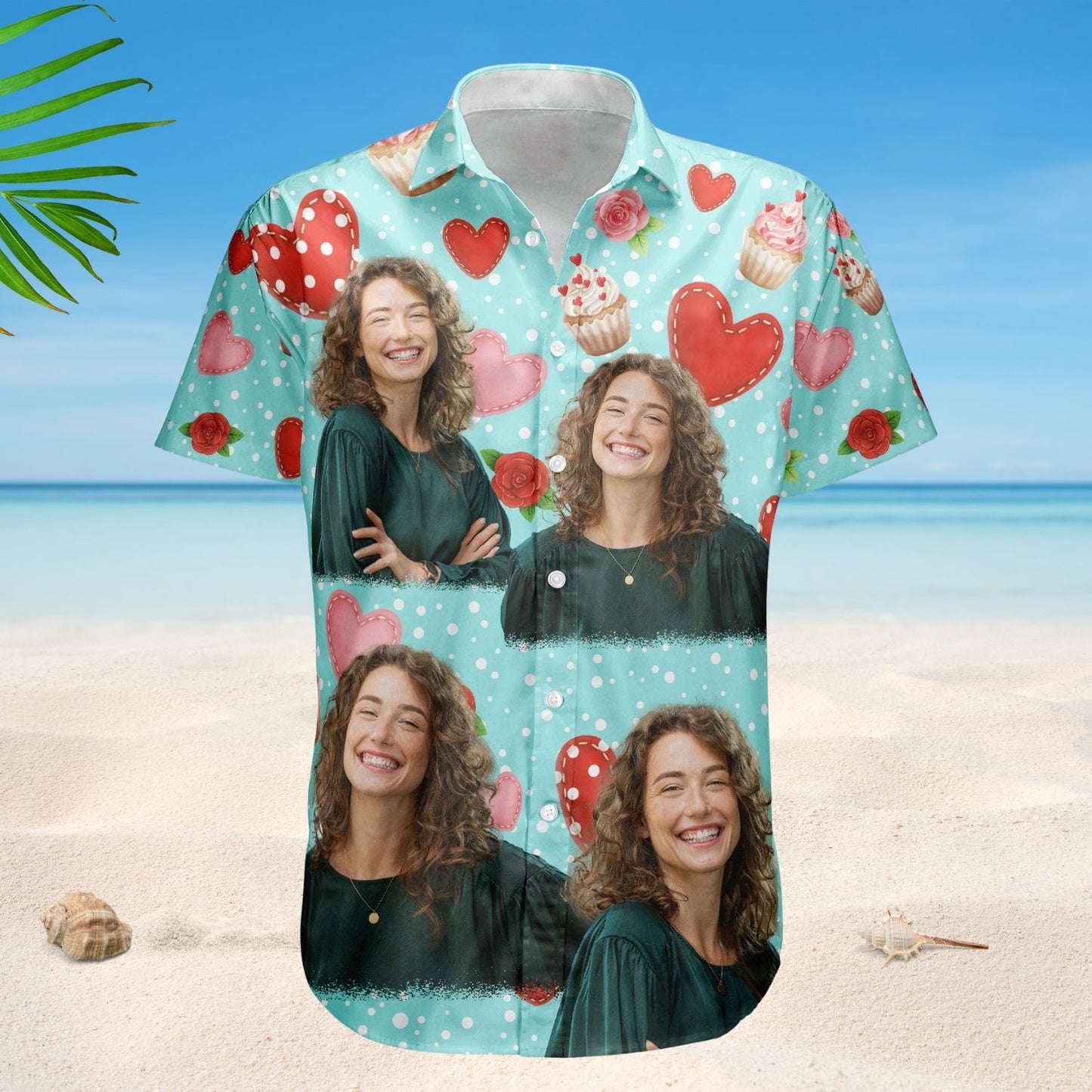 Personalized Summer Shirt - All You Need Is Love With Cupcake And Flowers Custom Photo Hawaiian Shirt