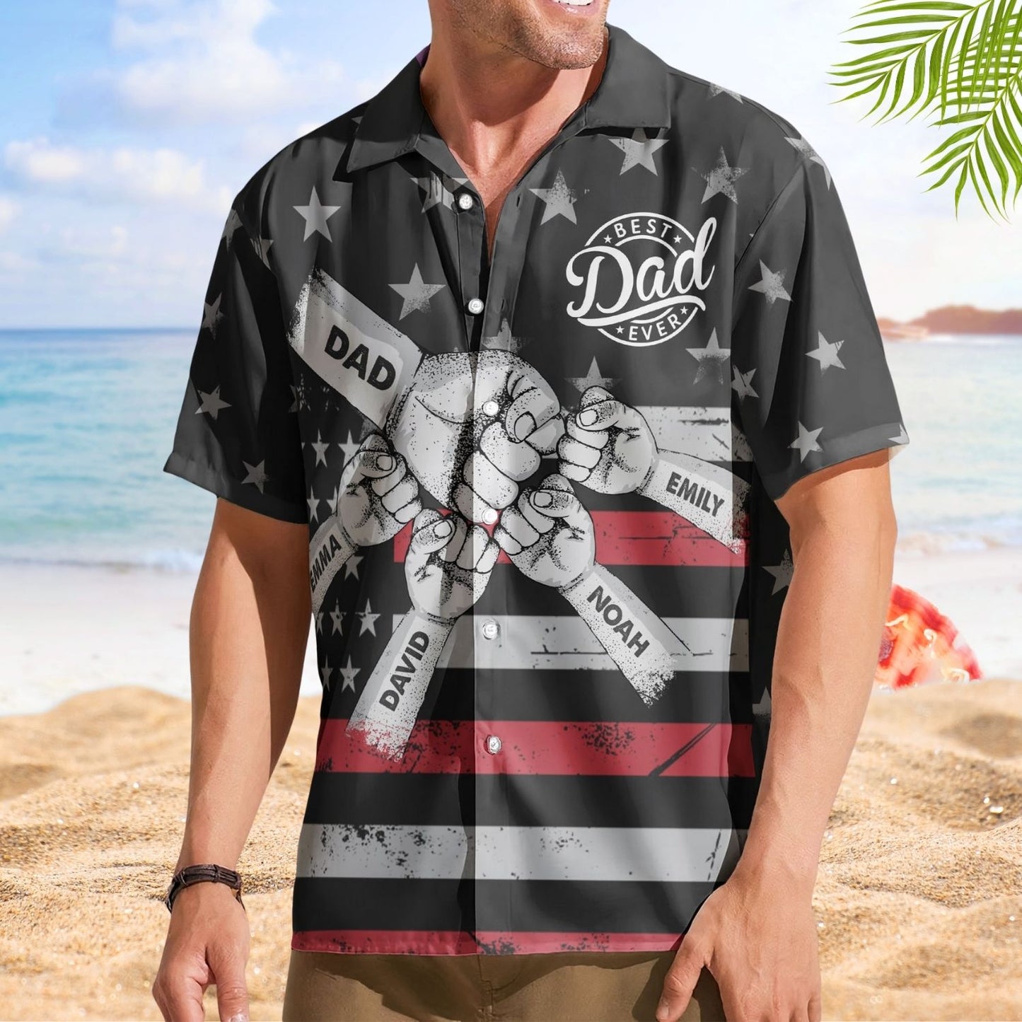 Custom Aloha Shirt – Best Dad Ever Fist Bump - Personalized Hawaiian Shirt