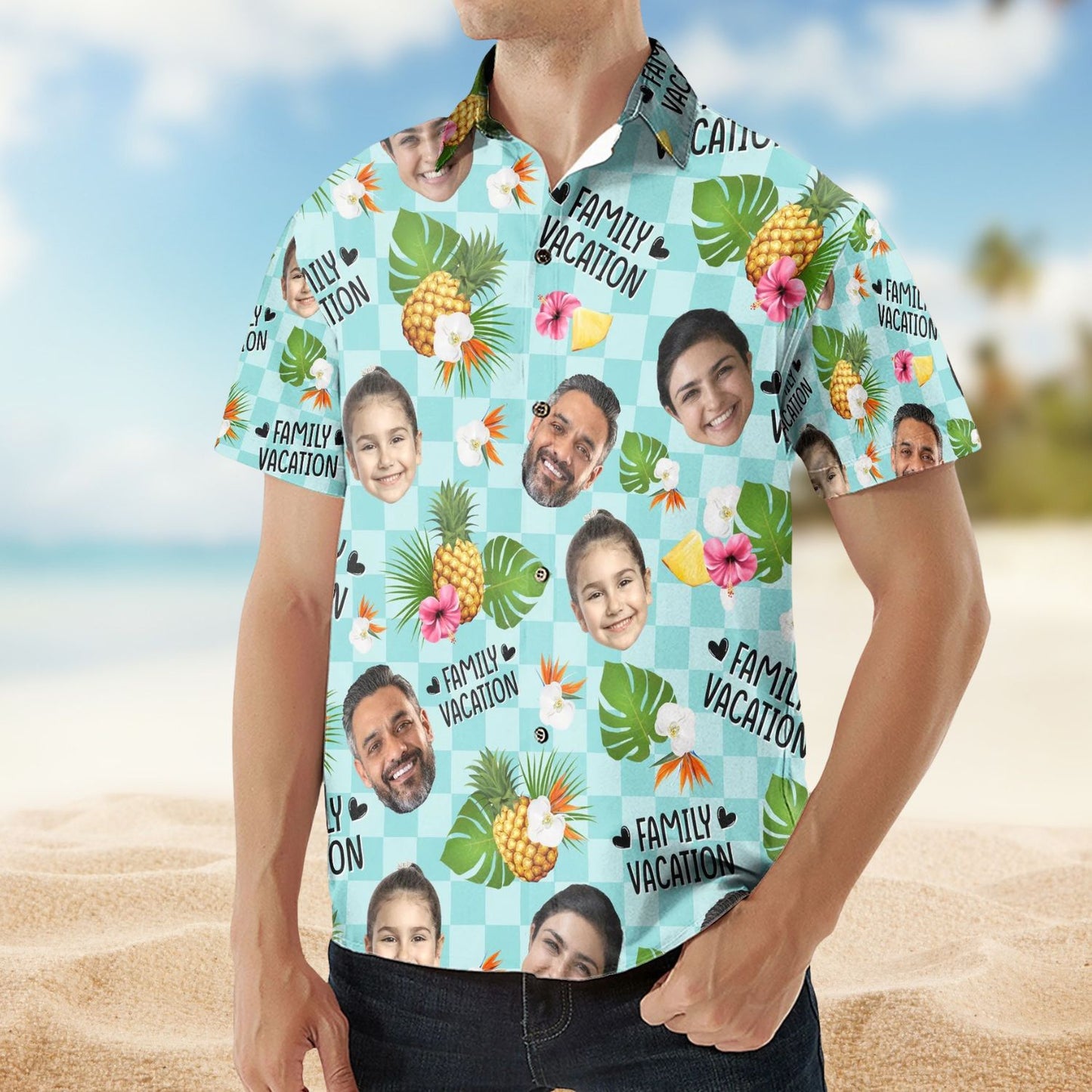 Family Vacation Matching Outfit – Personalized Photo Hawaiian Shirt