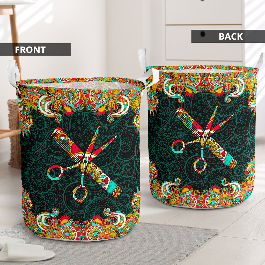 Hairstylist Mandala Colorful - Laundry Basket - Owls Matrix LTD