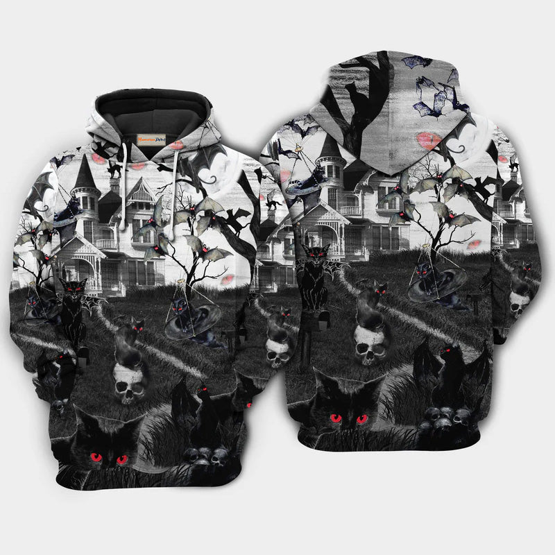 Halloween Flying Cat Art – 3D Hoodie