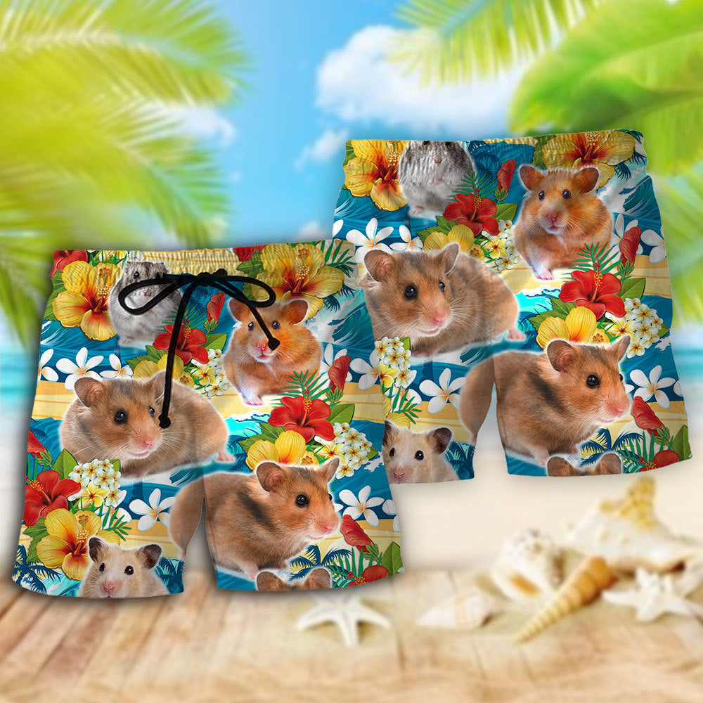 Hamster Cute Tropical Flowers - Beach Short