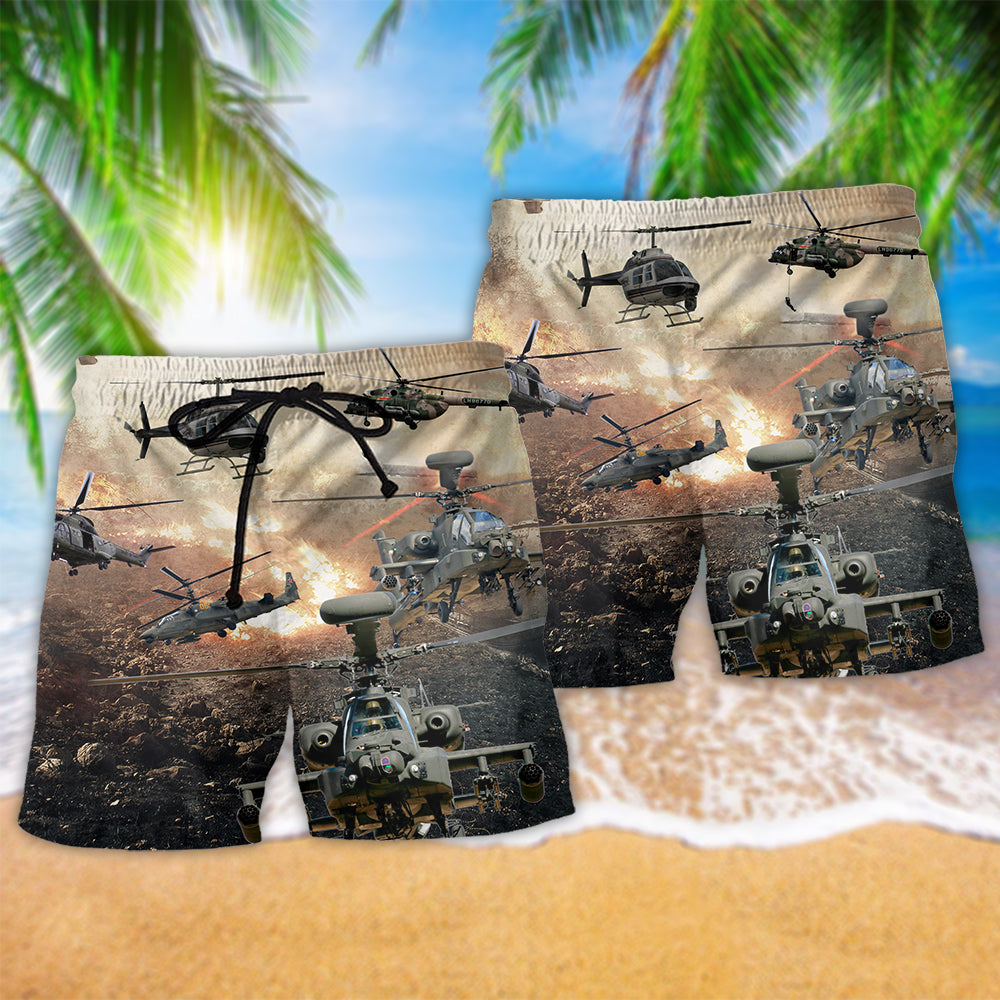 Helicopter Fire Battle Cool Style - Beach Short