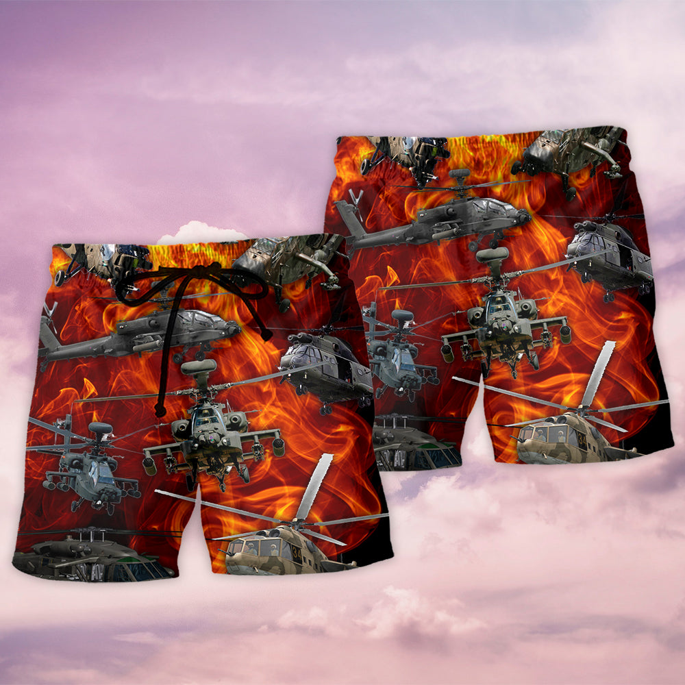 Helicopter Fire Action Art – Beach Short