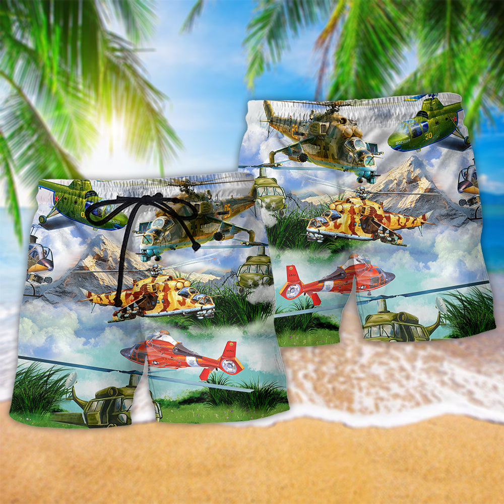 Helicopter Pilot Freedom Landscape Art – Beach Short