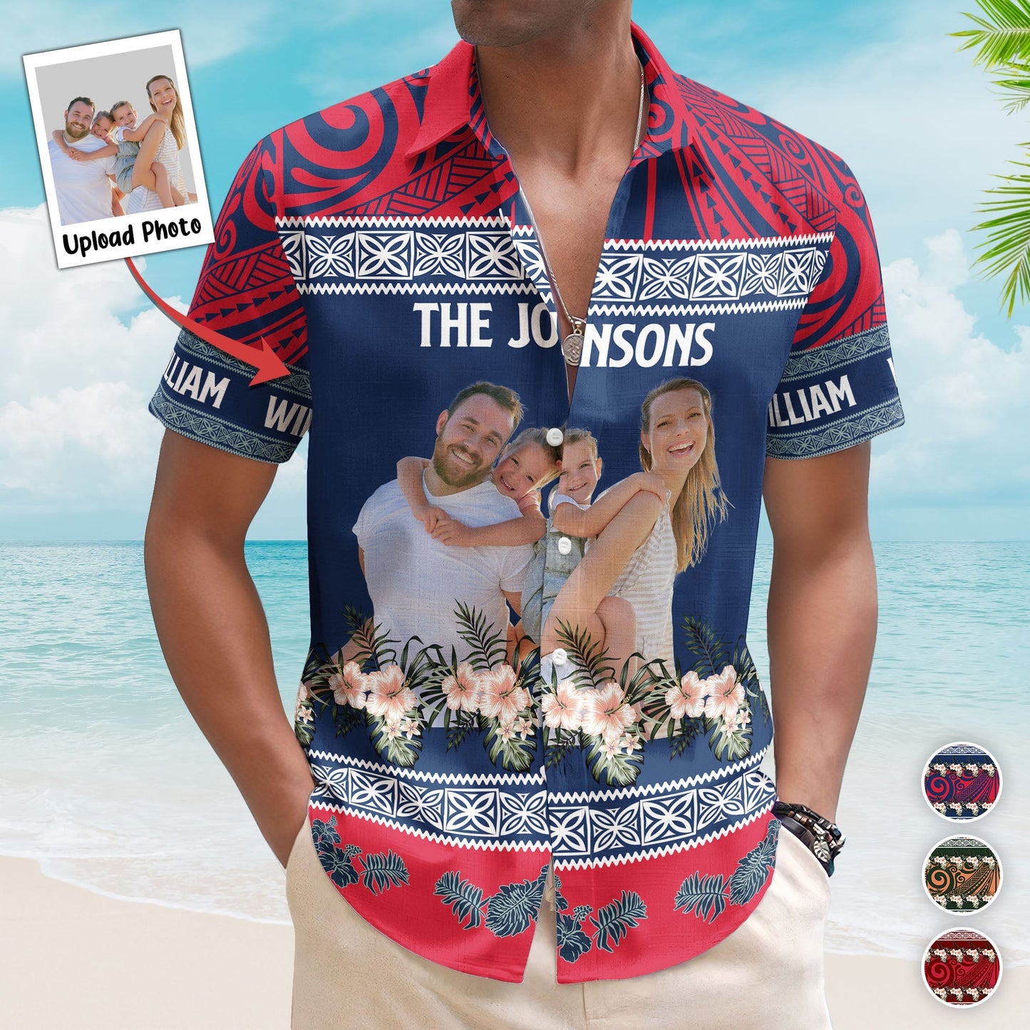 Hibiscus Tropical Aloha Shirt Photo Gift for Family – Custom Photo Hawaiian Shirts