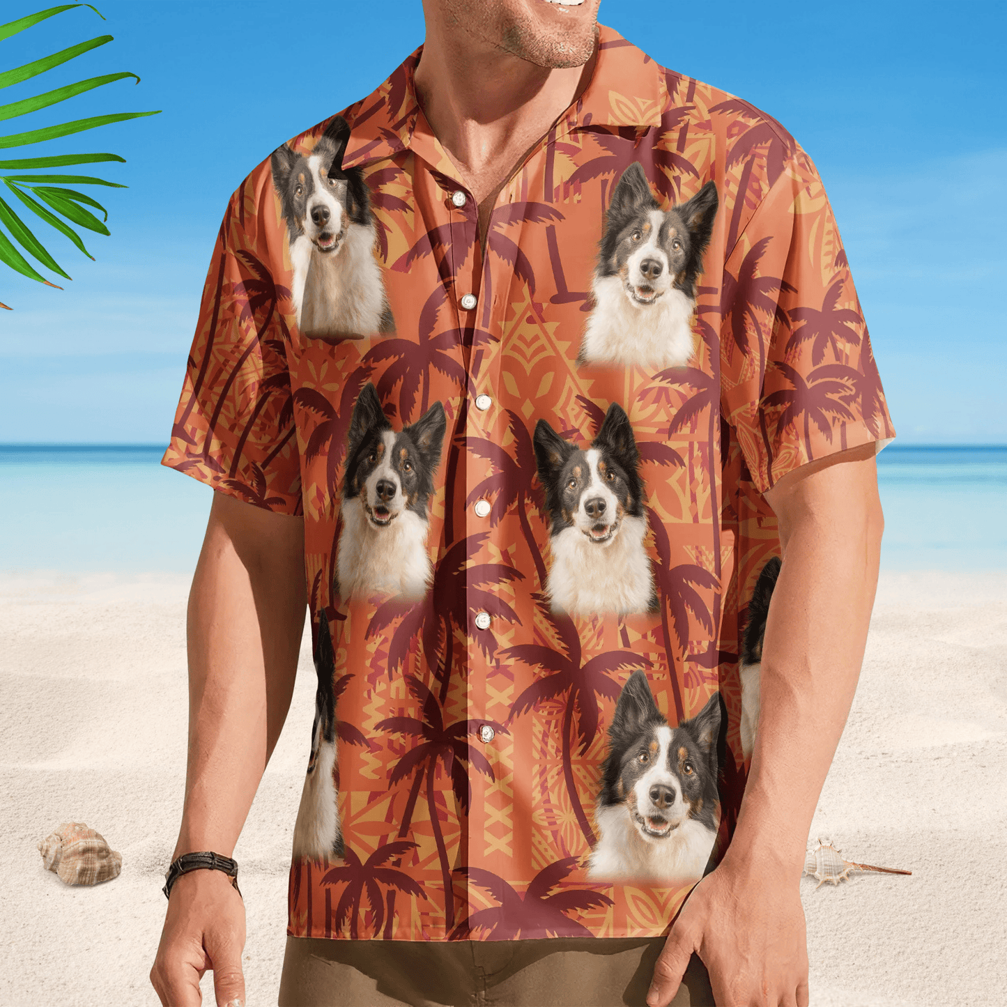 Custom Pet Funny Photo With Tropical Palm Trees - Custom Photo Hawaiian Shirt