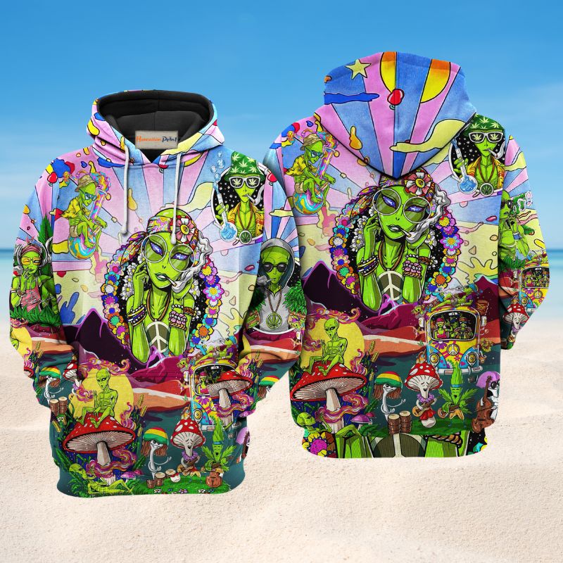 Hippie Alien Peace Life Art – 3D Hoodie