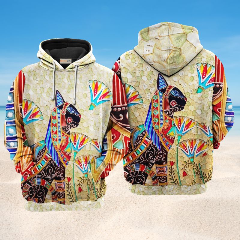 Hippie Egypt Cat Art – 3D Hoodie