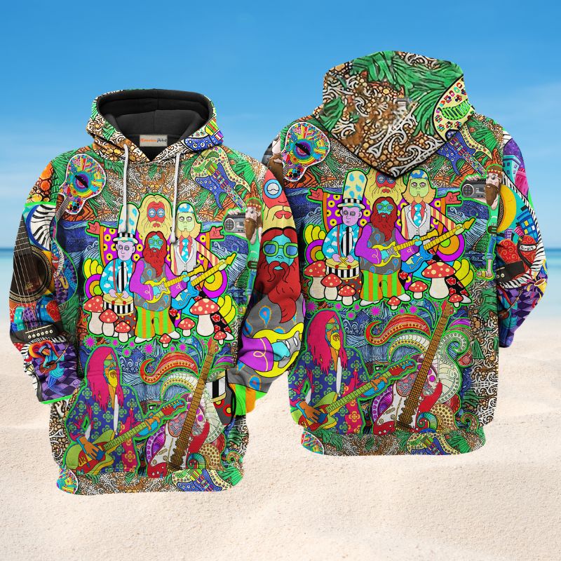 Hippie Electric Guitar Peace Art – 3D Hoodie