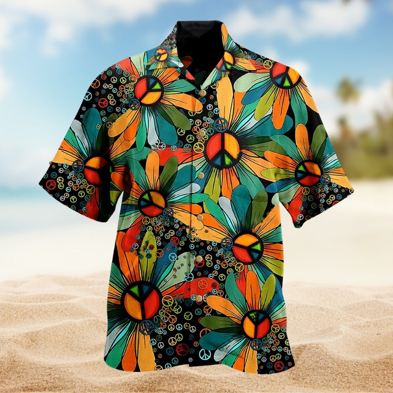 Hippie Flower Peace And Life Psychedelic Art Limited Edition – Hawaiian Shirt