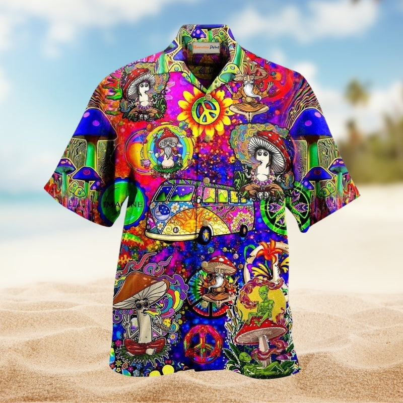 Hippie Mushroom Peace Funny Limited Edition – Hawaiian Shirt