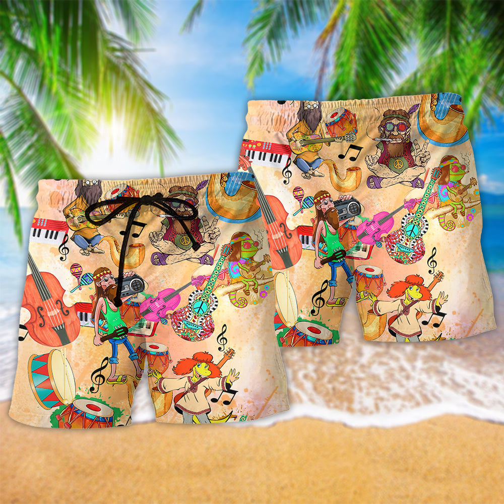 Hippie Music Peace Life Notes - Beach Short