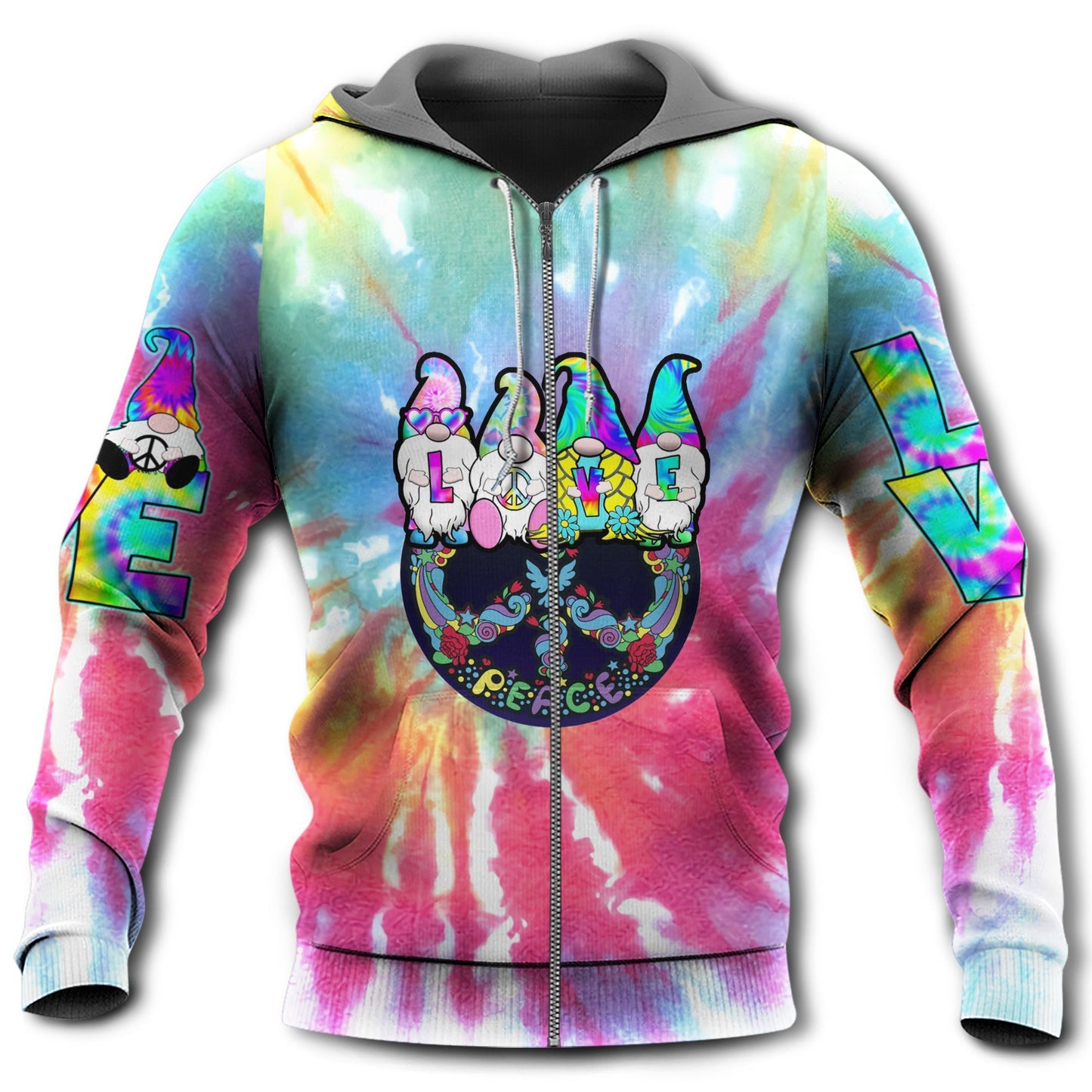 Hippie Peace Full Color Art - 3D Hoodie