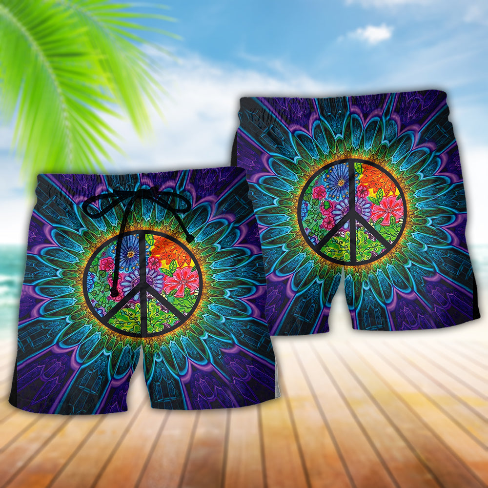 Hippie Peace Symbol Purple Style – Beach Short