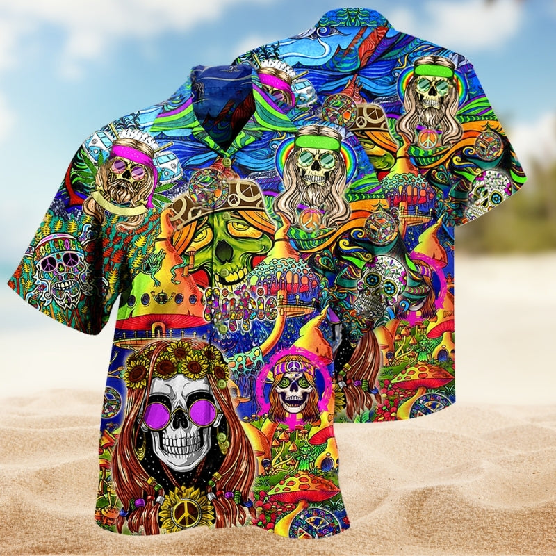 Hippie Skull Peace Life Color Limited Edition 5 – Hawaiian Shirt