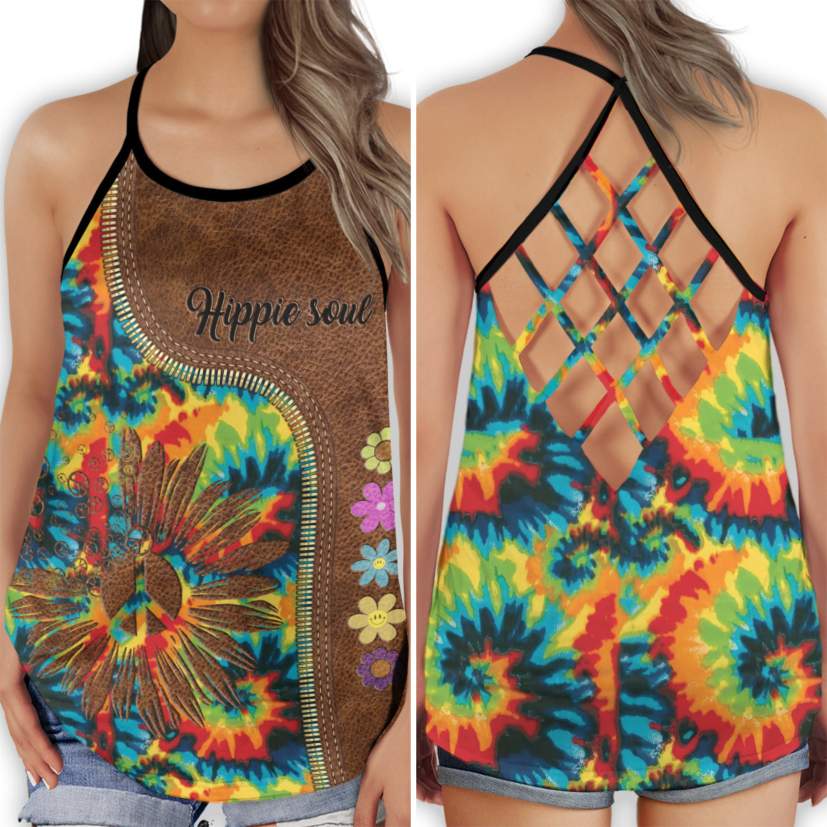 Hippie Soul Peace Unique Bohemian Calm Vibes Art - Hollow Tank Top