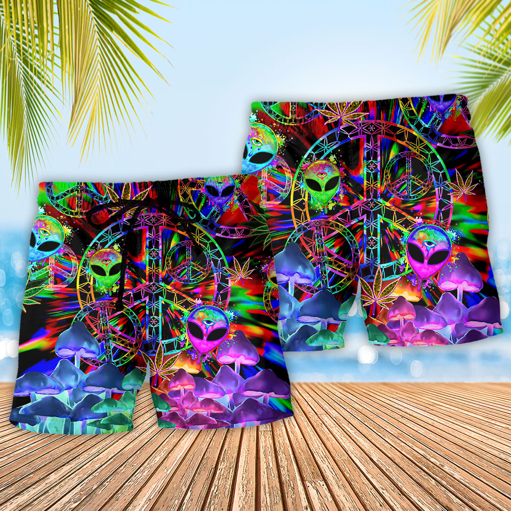 Hippie Alien Peace Color Art – Beach Short