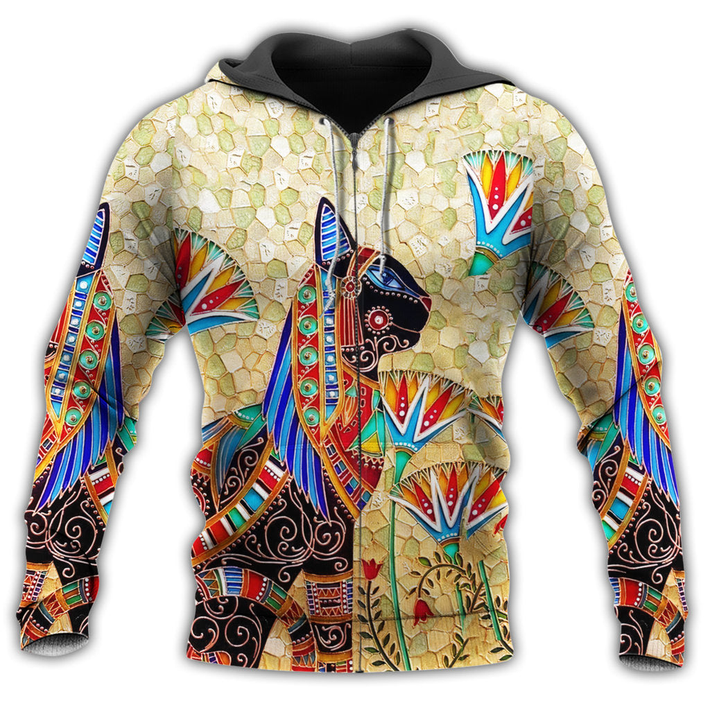 Hippie Egyptian Cat Art - 3D Hoodie2