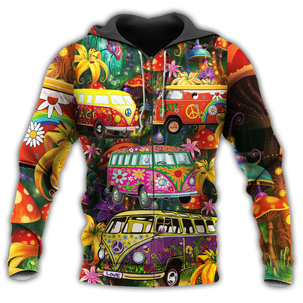 Hippie Peace Bus Funny Art - 3D Hoodie2