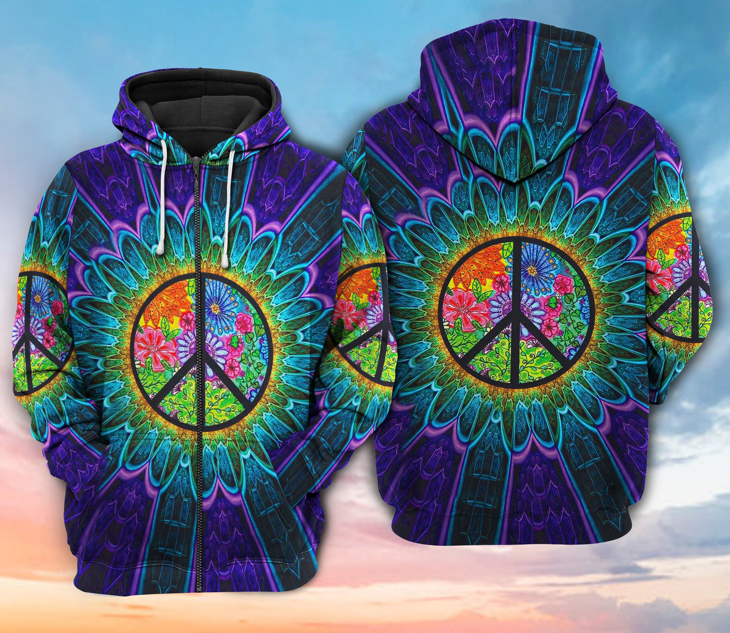 Hippie Peace Green Color Art – 3D Hoodie