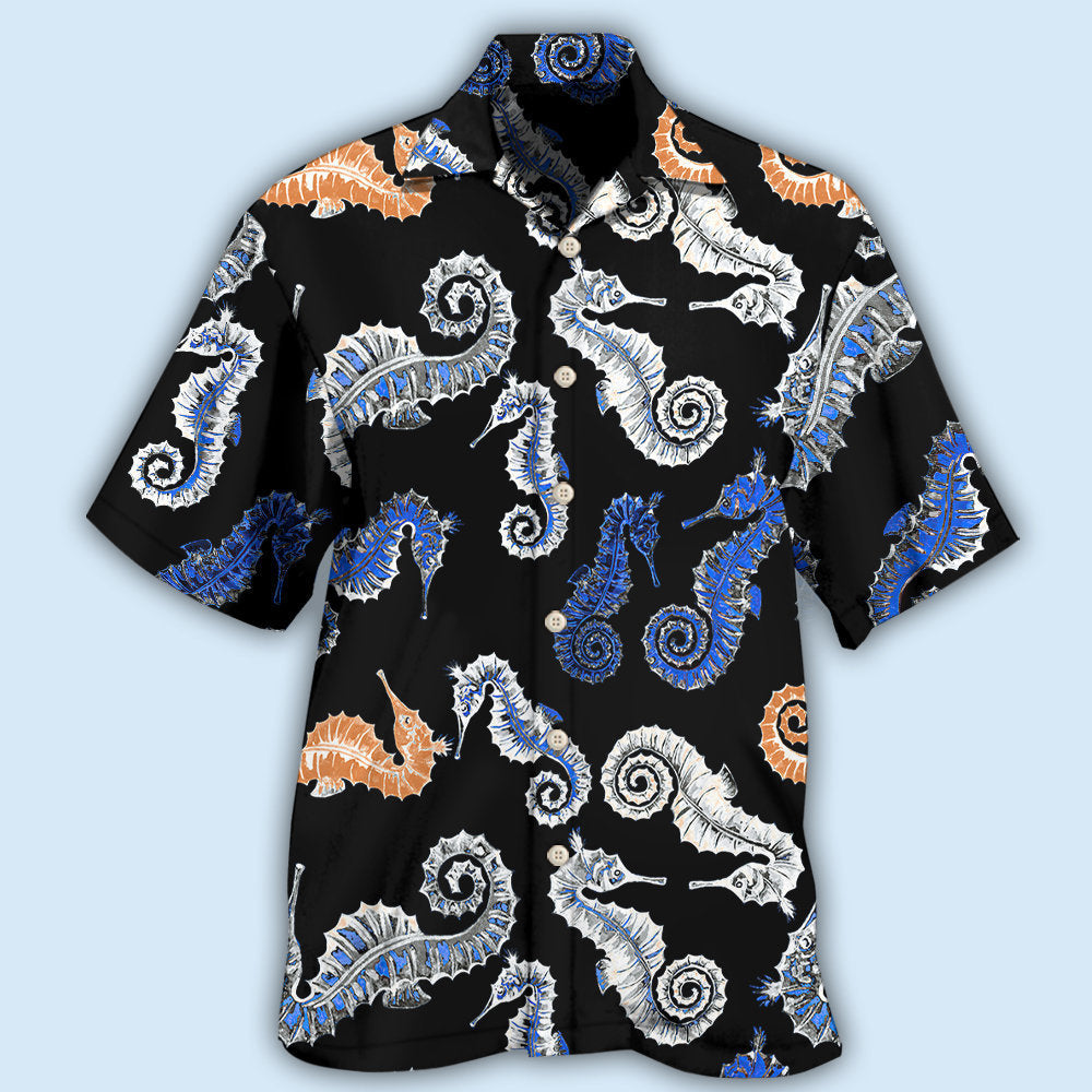 Seahorse Black Artistic Style – Hawaiian Shirt
