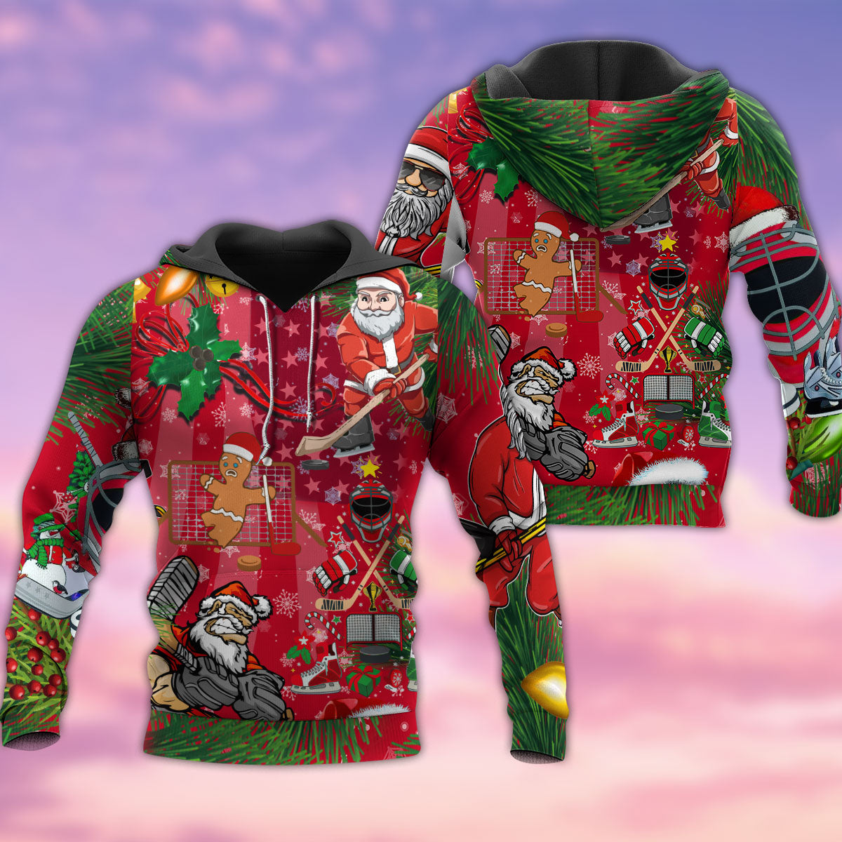 Hockey Christmas Game Time - 3D Hoodie3