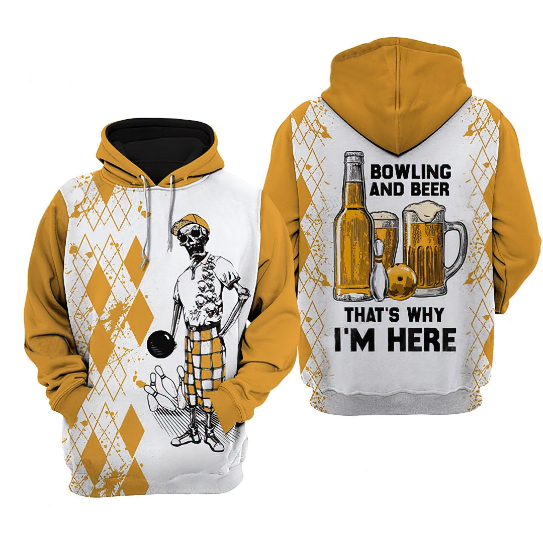 Bowling And Beer Polo Art – 3D Hoodie