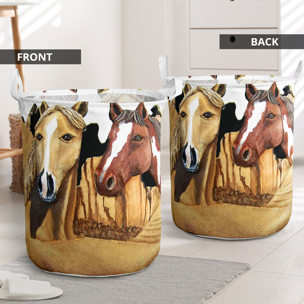 Horse Art Gourds Cute Style - Laundry Basket - Owls Matrix LTD