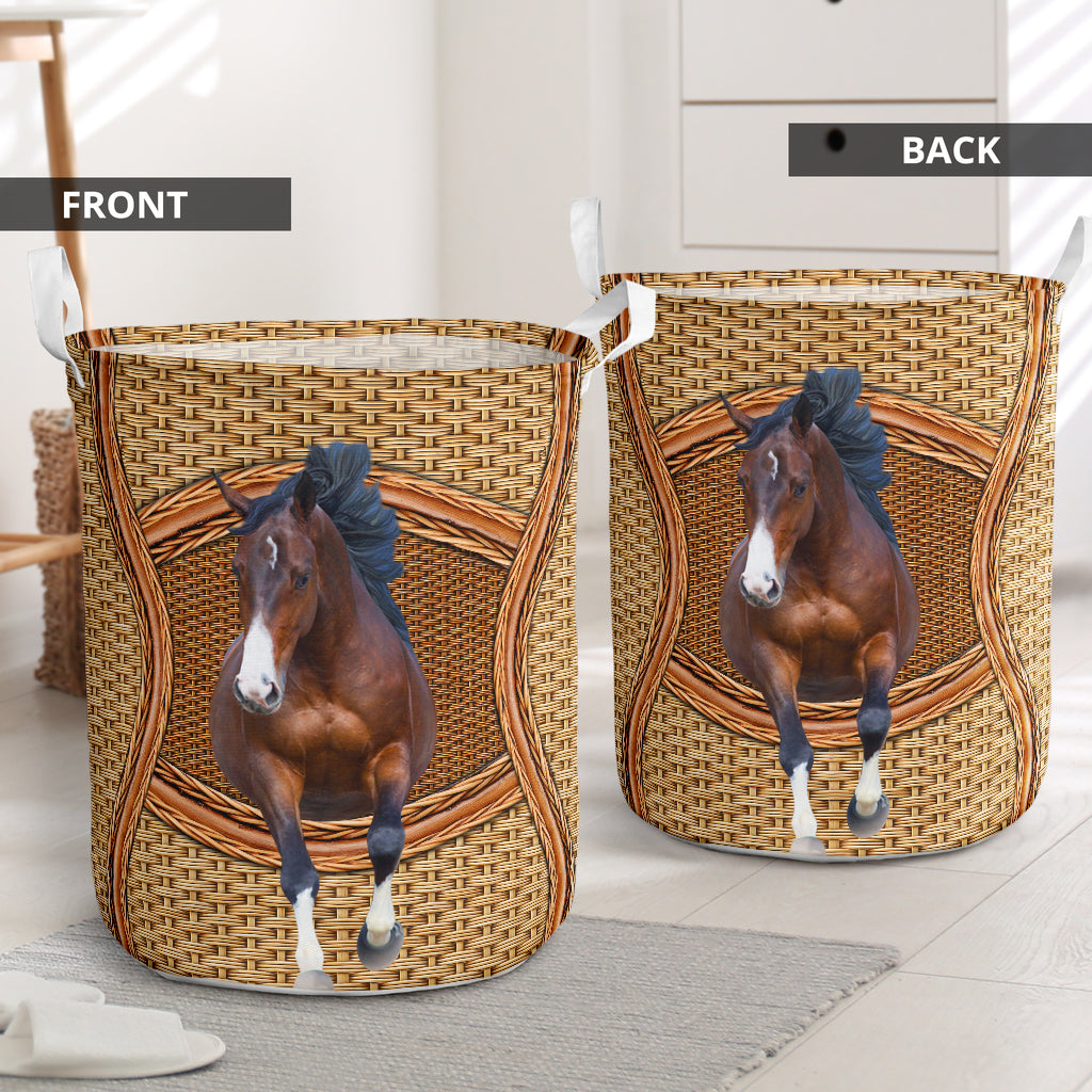 Horse 4 Line Rattan Handmade - Laundry Basket - Owls Matrix LTD