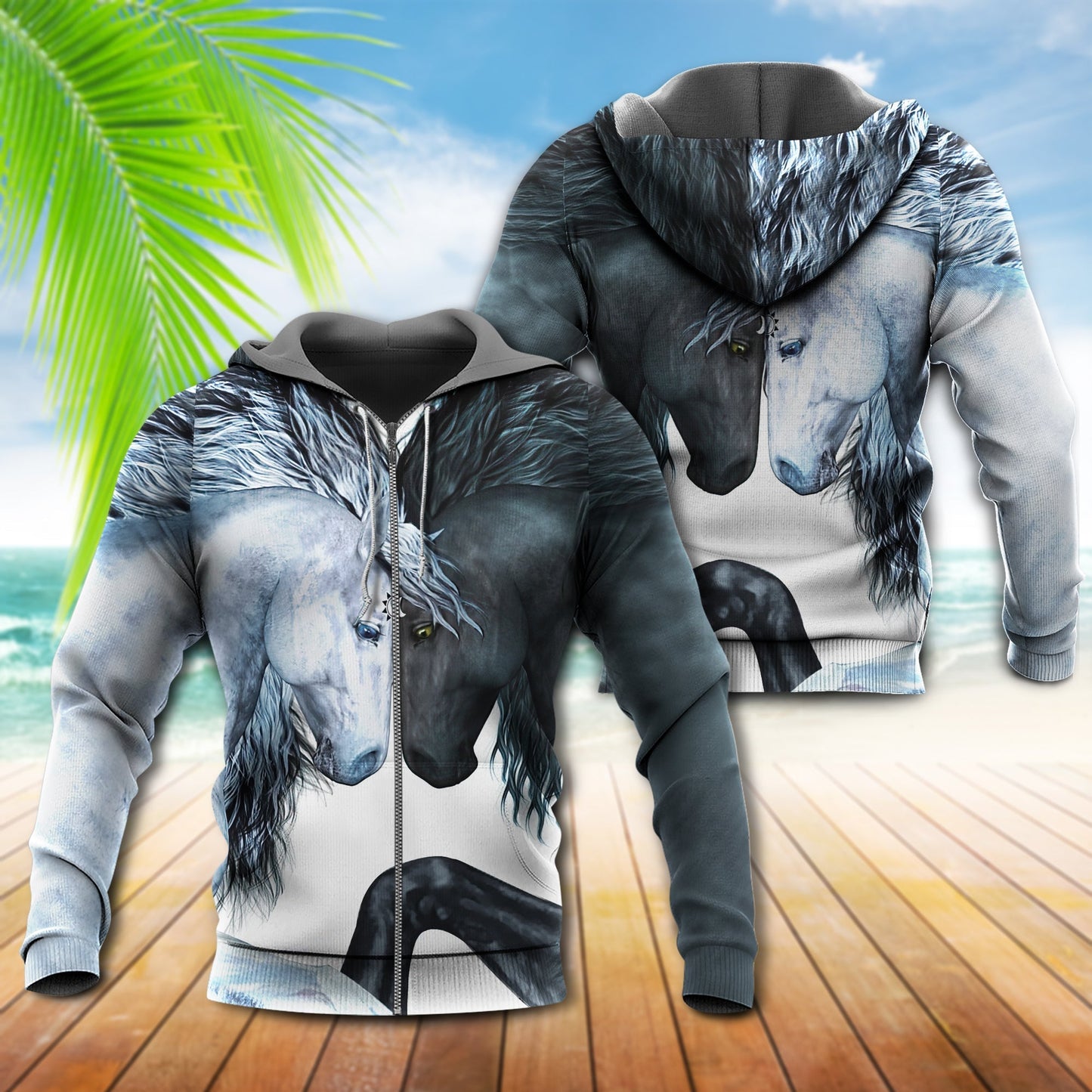 Horse Black And White Style - 3D Hoodie