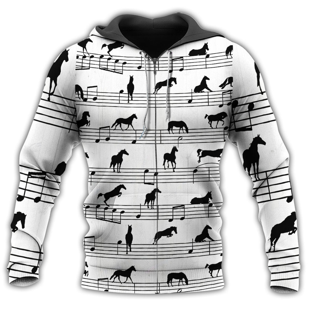 Horse Music Notes Fun Style - 3D Hoodie2